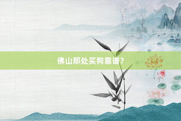 佛山那处买狗靠谱？